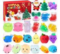 Chennyfun Christmas Advent Calendar 2025, 24 Days Countdown Calendar for Kids with 24 Kawaii Mochi Squishy Toys, Kids Relief Stress Sensory Gifts, Christmas Surprise Gift Party Favours for Boys Girls