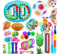 Chennyfun Fidget Toy Set, 26PCS With Box Fidget Toys Pack, Sensory Toys for Autism ADHD, Fidget Toy in Magic Burger Cube, Rainbow Ball Relaxing Entertainment Birthday Gift for Kids Adults