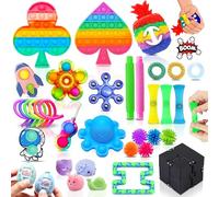 Chennyfun Fidget Toy Set, 36PCS With Box Fidget Pack, Sensory Anxiety Relief Stress Toys for Autism, Fidget Toy in Rainbow color, Octopus Relaxing Entertainment Birthday Gift for Kids Adults