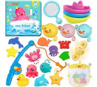 Chennyfun Fishing Baby Bath Toy Game Set Age 4+ for Kids for Bath Time Pool Party Water Toys, with Pole Rod Net, Baby Bath Books, Floating Pool Bathtub Toys for Toddler Kids Christmas Birthday Gifts