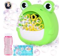 Chennyfun Frog Bubble Machine for Kids, Bubble Blower with 1 Bottle of Solutions & 5 Bubble Liquids, Automatic Bubble Maker Machine, Indoor Outdoor Toy Garden Games for Baby Children Gift Party Favor
