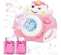 Chennyfun Kids Bubble Machine Kit, Light & Music Machine, Unicorn Camera Bubble Blaster, Unicorn Portable Automatic Bubble Makers for Kids, Bubble Maker Party Favors Outdoor Toys for Kids 3+