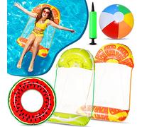 Chennyfun Pool Float Water Hammock, 2 Pack,Lemon and Orange