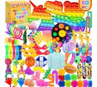 Chennyfun Rainbow Unicorn Fidget Toys Pack, Stress Reliever Fidget Toys Set for Kids and Adults, Party Favors, Treasure Chest Goodie Bag Rewards for Autistic ADHD - Autism Bulk Fidgets Box Gifts