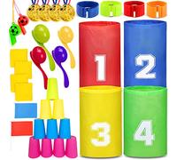 Chennyfun Sports Day Kit, 38 Pieces Outdoor Games Set for Traditional Lawn Games & Garden Races Includes Sack Race, Egg and Spoon, Legged Race Bands, Whistles and other, Family Games For Adults Kids