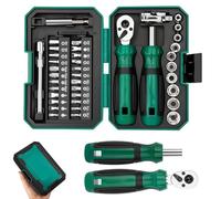 CHENRI 40PCS Portable & Multi-Functional Screwdriver Set, 1/4 inch Drive Socket Ratchet Wrench Set with Magnetic Bit, Magnetic Driver Handle, Extension Bars for Auto Repairing and Household