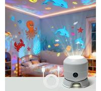 CHENRI Dynamic Rotating LED Projector Light, Colorful Rotating Projection Light, Rechargeable Ocean Snowflake Lights Projector, Adjustable Brightness LED Atmosphere Light for Bedroom (Snowflake)