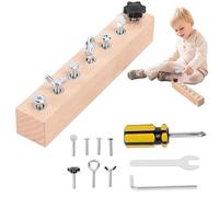 CHENRI Educational Screw-Tightening Busy Board, Montessori Screwdriver Board Set, Wooden Sensory Busy Board Toddler Toys, Fine Motor Skills, STEM Toys Montessori Toys for Kids and Toddlers (7 Holes)