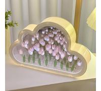 CHENRI Forever Infinite Cloud Mirror Tulip Lamp, DIY Cloud Mirror Light Decorative Night Lamp for Bedroom (Pink)