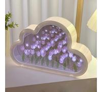 CHENRI Forever Infinite Cloud Mirror Tulips, Fully Assembled Tulip Mirror Lamp, Tulip Lamp Night Light with Mirror, DIY Tulip Night Light Cloud Mirror Light Decorative Night Lamp for Bedroom (Purple)