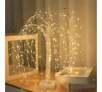 CHENRI Halloween Willow Tree Lights, 192 LED Artificial Willow Night Lights, Adjustable Branches Halloween Lighted Willow Tree, Table Lamp for Home Party Decor (White-Warm)
