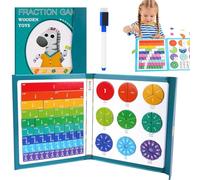 CHENRI Magnetic Fraction Demonstration Book for Kids Learning, Classicous Stem Magnetic Math Master Set, Math Manipulatives Set with Fraction Tiles & Magnets, Educational Fraction Games for Kids (B)