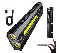 CHENRI Magnetic Multi-Function LED Flashlight, Ultra-Thin Rechargeable Flashlights High Lumens 1300, Flat EDC Flashlight, Waterproof Pocket Flashlight with Magnetic Base and Clip for Outdoor, Camping