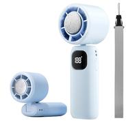 CHENRI Mini Foldable Cooling Fan, 2025 Upgraded Portable Handheld Turbo Fan with Ice Cooling, 199 Speed Mini Personal Fans, 24 Hrs Cool Time, Rechargeable Travel Fans for Outdoor, Camping (Blue)