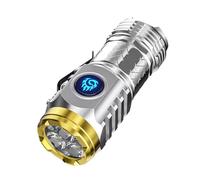 CHENRI Three-Eyed Monster Mini Flash Super Power Flashlight, LED Super Bright, Dimmable, Rechargeable, Waterproof, Compact, Silver, Outdoor