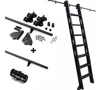 CHENRUIQI Rolling Ladder Hardware Retractable Library Sliding Ladder Hardware Kit 3.3ft-20ft, Round Tube Mobile Ladder Track,with Floor Roller Wheels + Extension Rail (Size : 16ft/500cm Trac