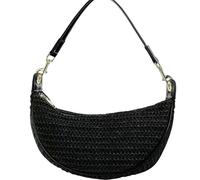 CHENSHI Straw Bag Fashion Woven Hobo Bohemian Half Moon Travel Beach Bags For Women Handbags Handmade Shoulder Crossbody Bag-black-30x17x11cm