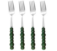 CHENSHUO Stainless Steel Forks, Ceramic Handle Forks, Korean Dessert Fork with Imitation Pearl Handle, 7.5 Inches,4 Pieces (Green)