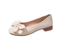 CHENSIYU Ballet Pumps Size 7 Spring Summer and Autumn Shallow Square Toe Soft Sole Versatile Color Matching Light and Comfortable Small Leather Shoes Daily Commuting Flat Shoes Dark Blue (White, 6)