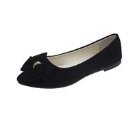 CHENSIYU Ladies Shoes Size 7.5 Wide Summer Lightweight Suede Pointed Shallow Mouth Soft Bottom Bow Single Shoes Daily Dating Commuting Large Size Ballet Shoe for Women Flat Dark Blue