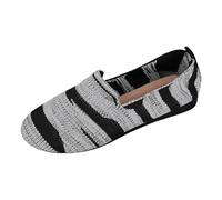 CHENSIYU Wide Fit Ballerina Shoes Round Toe Flats for Women Shallow Mouth Lazy Large Size Casual Knitted Single Shoe Casual Shoes Womens Flats Size 7.5 Dark Gray