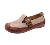 CHENSIYU Womens Ballet Pumps Size 6 System Flat Bottom One Foot Stirrup Casual Shoes Retro Hundred Matching Casual Shoes Loafers for Women Brown (Khaki, 39)
