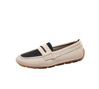 CHENSIYU Women's oafers Slip OnLightweight Casual ow-Top Flat Knit Shoes Non-Slip Lightweight Walking Shoes Knit Weave Flat Shoe (Beige, 7.5)