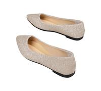 CHENSIYU Women's Slip OnFlat Shoes Glitter Ballet Shoe Pointed Toe Casual Work Comfortable Cute Shoes Ladies Flat Pumps for Driving and a y and Wedding (Gold, 5.5)