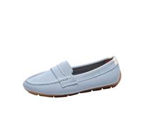 CHENSIYU Womens Slip OnTrainers Comfortable Weave Breathable Walking Shoes Lightweight Ladies Tennis Sneakers Women Summer ow-Top Flat Casual Mesh Walking Shoes (Blue, 6)