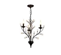 CHENSKN American Black Crystal Chandelier, Luxury Wrought Iron E14 During Lights,For Restaurant Living Room Hall,Elegant Creative LED Hanging Light-Black and crystal 54 * 55cm