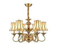 CHENSKN American Style Chandelier Villa Duplex Living Room Dining Room Lamp,E14 European Style Full Copper Chandelier,Bedroom Study Room Lamp Corridor Corridor-Copper 6t