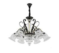 CHENSKN Semi-flush Mount Chandelier Lighting For Bedroom,E27 Retro Crystal Sputnik Chandelier Industrial During Lighting Ranches Antique Ceiling Light-Black gold 6 head