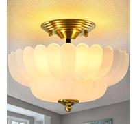 ChenSolara Black Semi-Flush Mount Ceiling Light Fixture with Frosted Glass Modern Lighting for Hallways, Bedrooms, Kitchens, Entryways, and Study Rooms