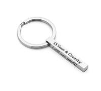 CHENVA Anniversary Keychain Boyfriend Husband Gift Anniversary Keyring for Couple Wedding Anniversary Present for for Him Her, 13 Years & Counting, Large