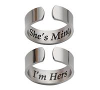 CHENVA Gay Couple Gifts Gay Couple Ring Set of 2 LGBT Gift Valentines Day Wedding Gifts, Stainless Steel, No Gemstone