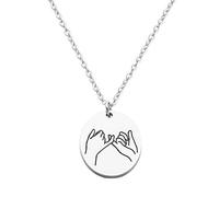 CHENVA Pinky Swear Necklace Stainless Steel Pinky Promise Necklace Gift for BFF Sister Bestie