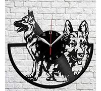 CHENWN German Shepherd Vinyl Record Wall Clock,Gift Creative Decor Fan Art Home Unique Art Design Black 12 inch