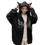 CHENXI Hoodies for Women, Stylish Womens Devil Wing Hoodie Long Sleeve Horn Sweatshirt Cute Pullover Tops Black