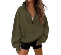 Chenxi Studio 女式运动衫半拉链套头衫秋季时尚服装超大连帽衫舒适冬季服装 Women Sweatshirt