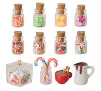 Chenxi Studio 12PCS 1/12 Miniature Candy Jar Christmas Dessert Slices with Realistic Fruit Candy Decoration for Doll House Scene Display Doll House Christmas Accessories
