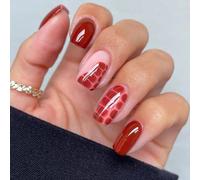 Chenxi Studio 24 Pcs Square Press On Nails Simple False Nails Glossy Acrylic Nails Elegant Full Covers Stick on Nails for Party