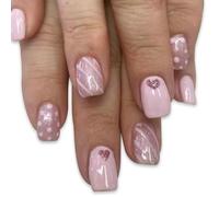 Chenxi Studio 24pcs Valentine's Day Glittering Heart Press On Nails Romance Designs Acrylic False Nails For Women Of All Ages