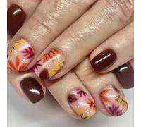 Chenxi Studio 24x Autumn Leaf Full Covers Stick on Nails Fall False Nails Thanksgiving Press On Nails Artificial Nails for Woman