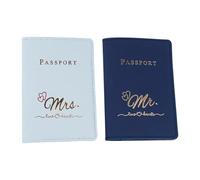 Chenxi Studio 2Pcs Couple Passports Holder Set Honeymoon Wedding Travel Essential Soft PU Leather Passports Covers for Women Men Couple Holder