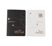 Chenxi Studio 2Pcs Couple Passports Holder Set Honeymoon Wedding Travel Essential Soft PU Leather Passports Covers for Women Men Couple Holder