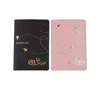 Chenxi Studio 2Pcs Couple Passports Holder Set Honeymoon Wedding Travel Essential Soft PU Leather Passports Covers for Women Men Couple Holder