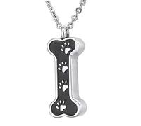 Chenxi Studio 2PCS Cremation Urn Necklace For Pet Bone Shape Dog Paws Print Keepsakes Ashes Holders Jewelry For Pet Memorials Gifting