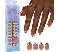 Chenxi Studio 300Pcs Press On Nails Soft Gels False Nails Tips 3 in1 Pre-Colored French Nails Fake Nails 14 Sizes for Nails Extension