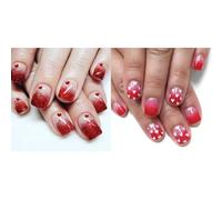 Chenxi Studio 48pcs Heart Press on Nails Short Square Valentines False Nails Glossy Stick on Nails Full Covers False Nails for Women