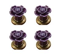 Chenxi Studio 4Pcs Ceramics Flower Cabinets Knobs with Rustproof Zines Alloy Screws Ergonomic Grips for Drawers Wardrobe Door Decorative Ceramics Drawer Handles